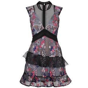 Self-Portrait Floral Print Mini Fit & Flare Dress